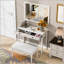 Bureau de coiffeuse polyvalent avec tabouret et grand espace de rangement pour le bureau à domicile