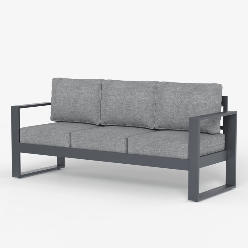 Standalone Product 73'' Wide Metal Patio Sofa with Cushions, Gray Frame/Gray Cushion