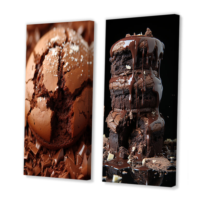 «Chocolate Cookie Delights I» - Desserts, ensemble de 2 reproductions d'art sur toile, Toile tendue, H 28 po x l 25 po