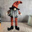 Ensemble de 4 décorations de table de gnome rayé d'Halloween, gnomes de sorcière à longues pattes avec citrouille, balai, lanterne et signe de joyeux Halloween, décorations de gnome sans visage pelucheux pour tablette de cheminée