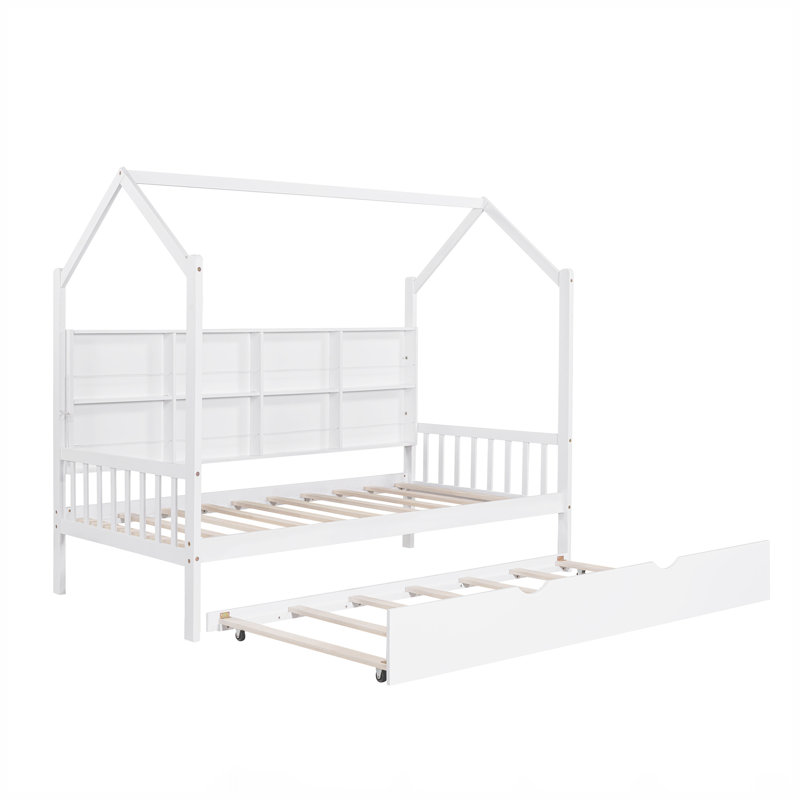 Wooden House Bed with Trundle, Twin