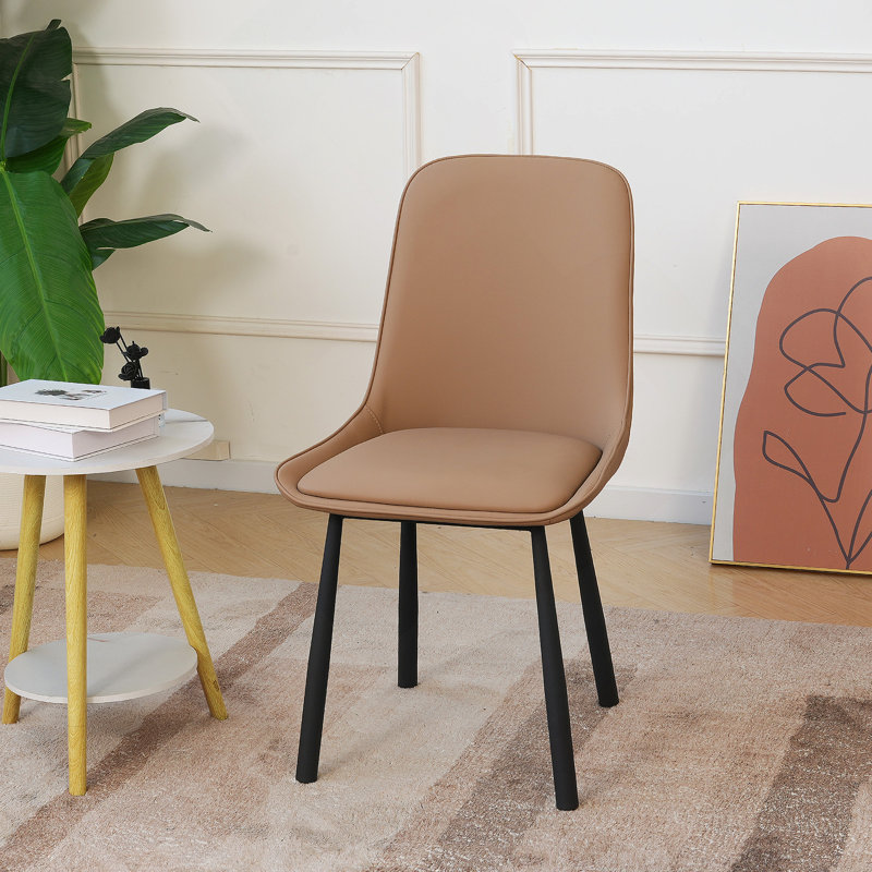 Chaises de salle à manger rembourrées en similicuir avec pieds en métal Modern Minimalist, Kaki