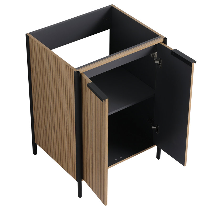Meuble-lavabo autoportant avec lavabo en résine et contreplaqué facile - café 24 po moderne - rangement, 24"