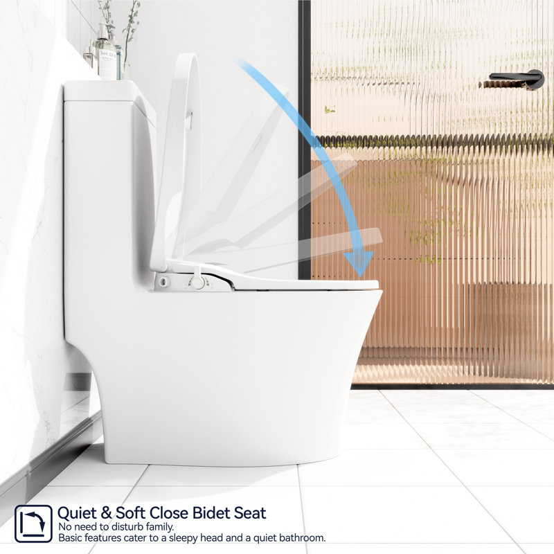Non-Electric Bidet Toilet - Hygienic Design, Easy To Use Smart Seat Water Temperature Control, Germ- Cover