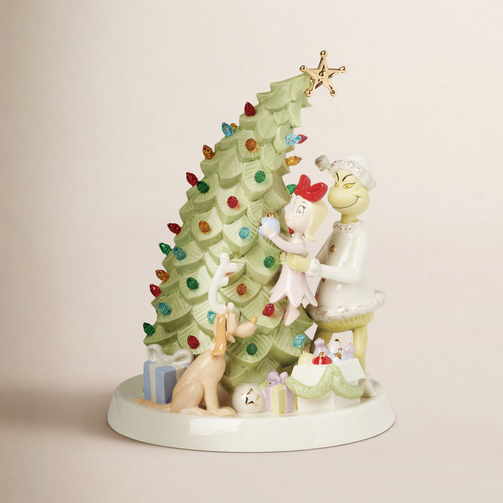 Merry Grinchmas Trimming The Tree Lit Figurine