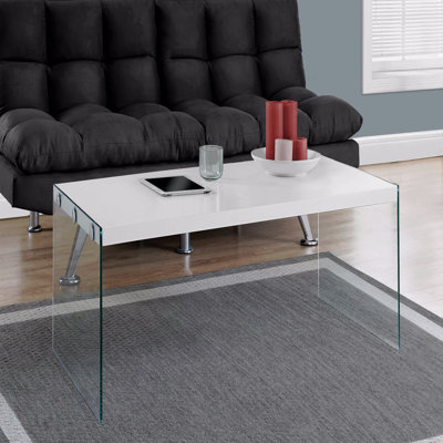 Table basse contemporaine contemporaine rectangulaire en verre trempé transparent stratifié L 44 po