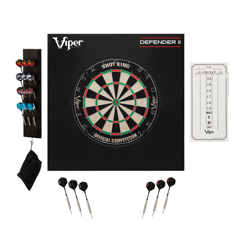 Jeu de fléchettes Viper Shot King, Wall Defender II, tableau de pointage effaçable à sec et panier de fléchettes noir