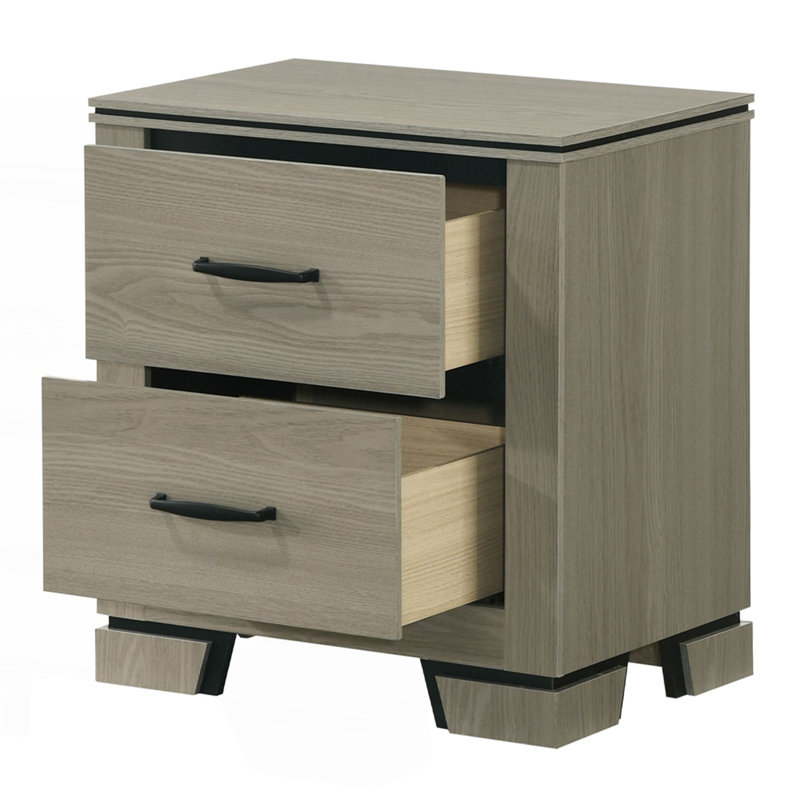 Sleek Design Two-Drawer Nightstand, Bed Side Table