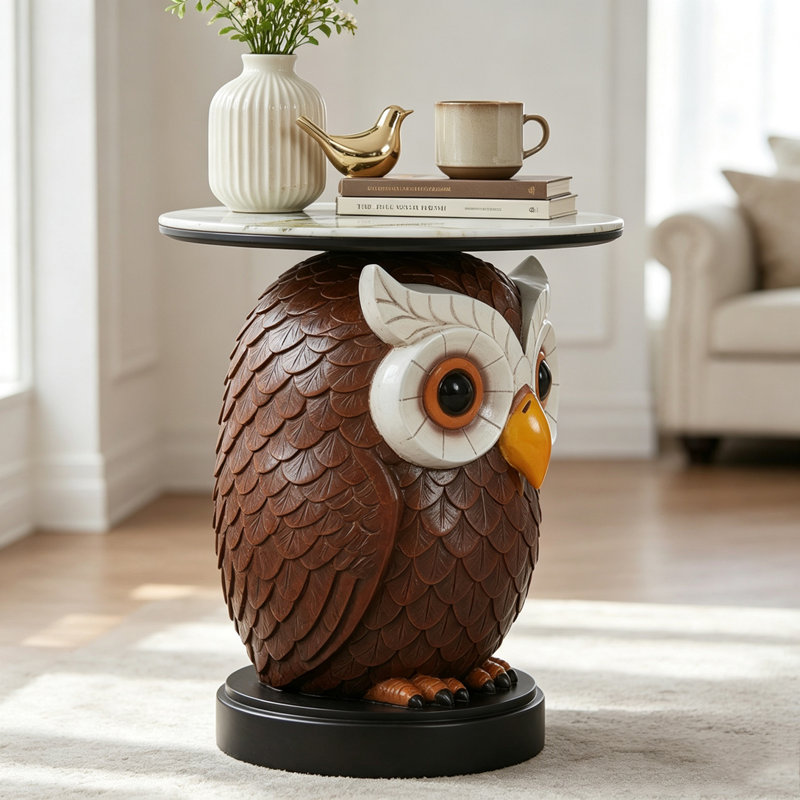 Tables d'appoint de table d'appoint, Brown + Antique White-Owl