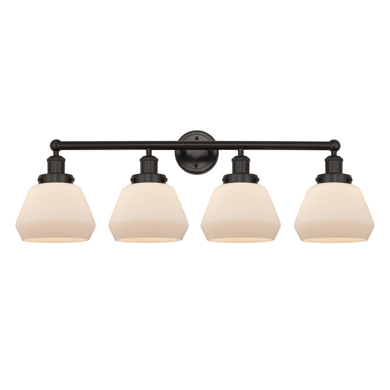Éclairage de salle de bain 4 lumières à intensité variable Rivka, Blanc mat, Bronze huilé
