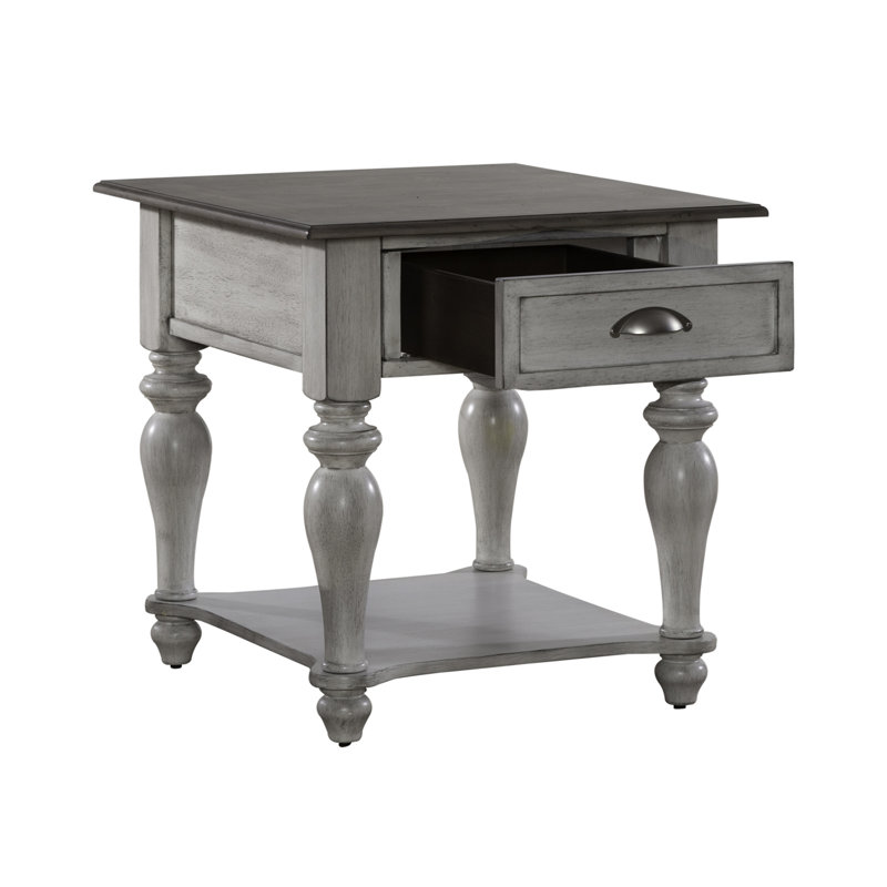 Cassady Drawer End Table w/ Shelf, White