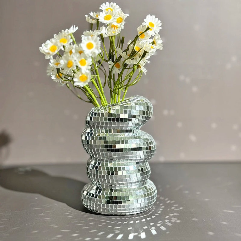 Vase en verre spirale argenté