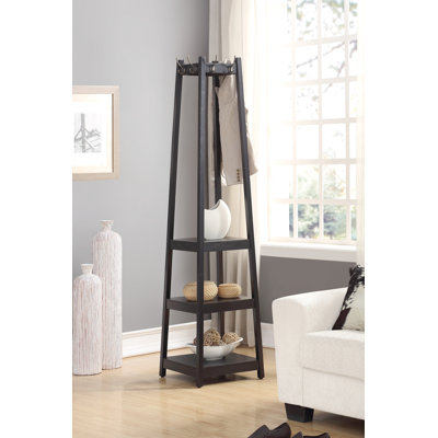 Coat Rack w/ 3-Tier Storage Shelves