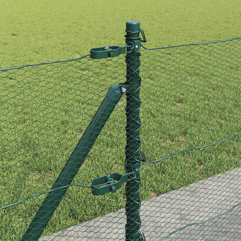 Vidaxl Fence With Posts PVC-Coated Steel, 60cm H x 5000cm W x 3.2cm D, Green