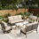 Ensemble de conversation pour patio 7 personnes avec causeuse et fauteuils pivotants