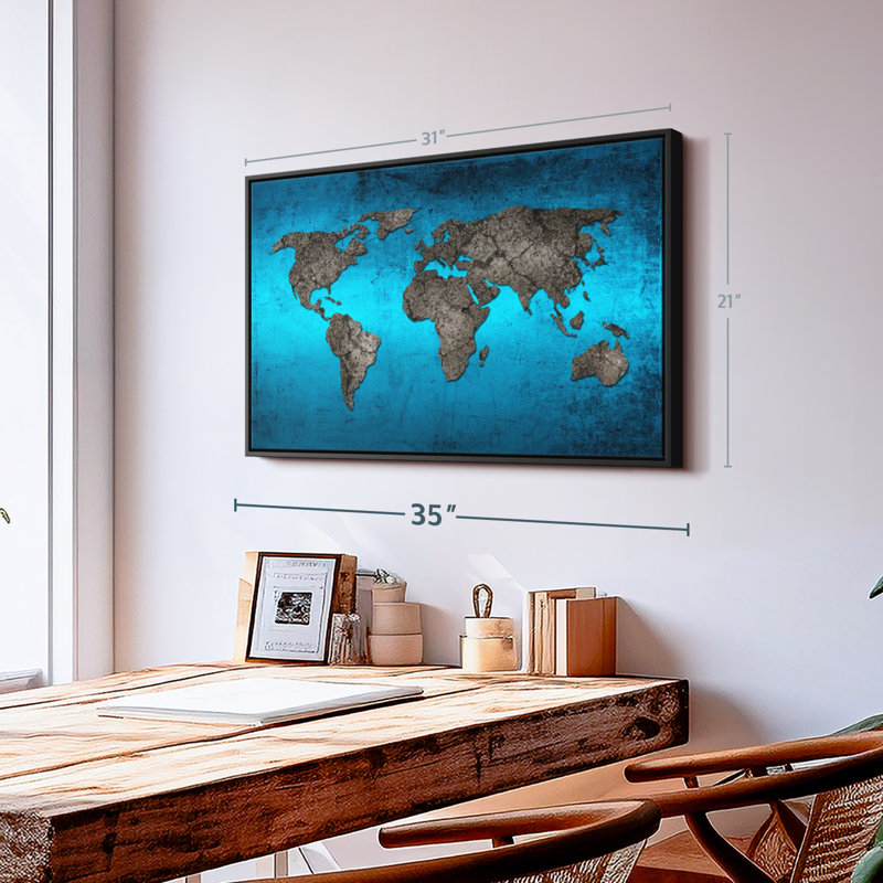 Impression sur toile Amnen Ocean World Map, H 21 po x l 31 po