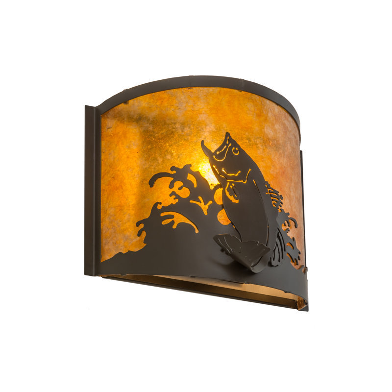 Rustic Lodge Brass Flush Mounted Sconce