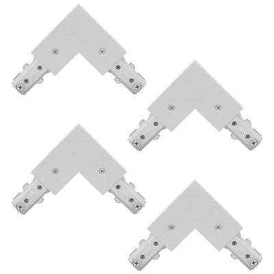 Luxrite H Track Light L-Connector, H-Type Corner Connector, Compatible with 120V 3-Wire Single Circuit Power Source Component, White 4 Pack