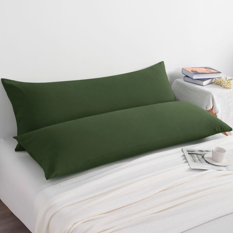 Taie d'oreiller corporelle en microfibre hypoallergénique 2 pièces, Vert olive