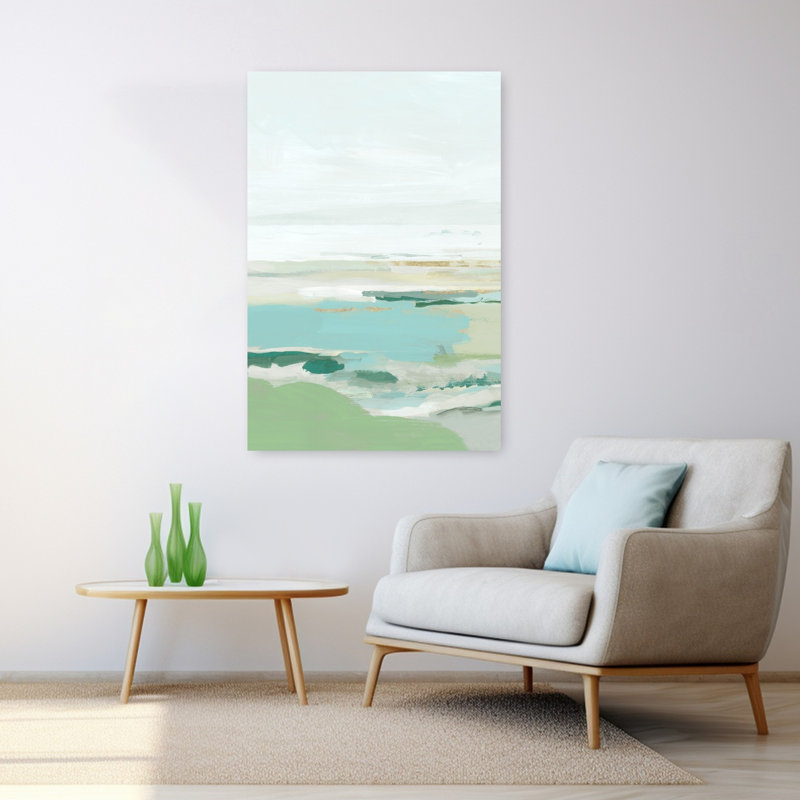 «Gentle Tides On Tranquil Shores II», art mural paysage côtier, H 48 po x l 32 po