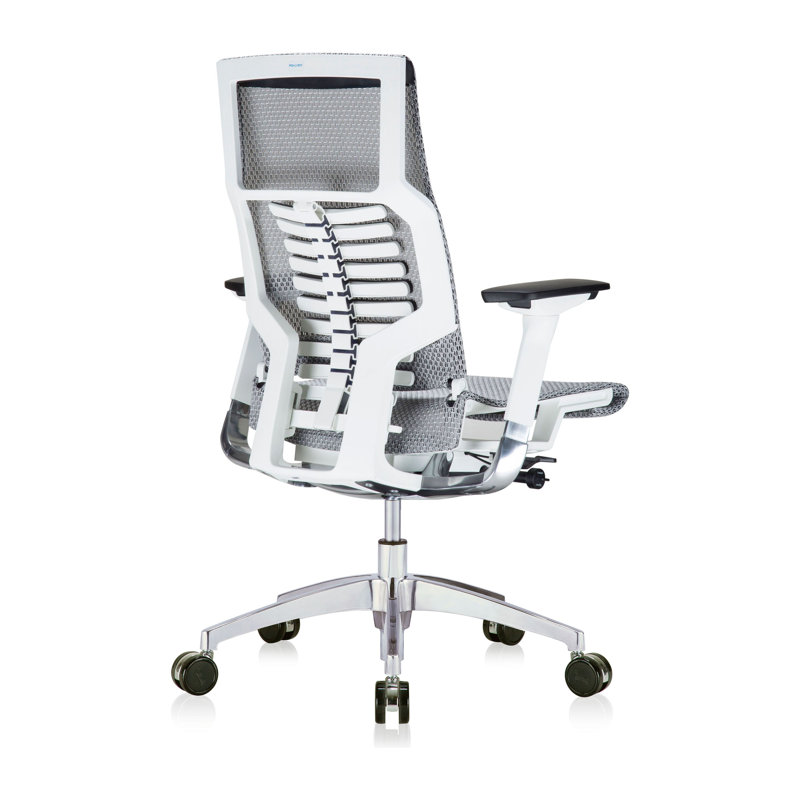 High-Back Gray Mesh Swivel Executive Chair with Adjustable Arms