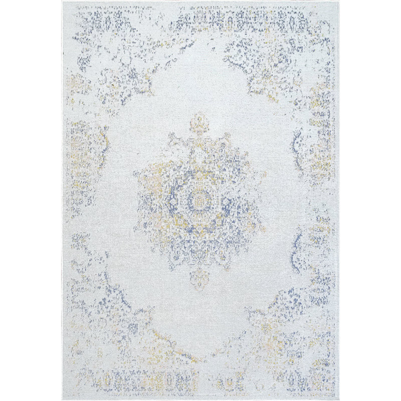 Tapis bleu/beige Ann, Rectangle 7 pi 10 po x 10 pi 10 po