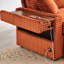 Velours côtelé moelleux confortable avec repose-pieds double, plateau de table, mousse orange + ressort, espace de rangement, tissu surdimensionné de qualité méridienne, accoudoir multifonctionnel