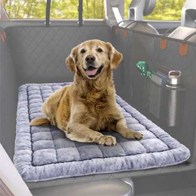 Katziela Backseat Pet Bed Mat – 1.5” Thick Plush Dog Bed Topper for Car Seat Covers, Non-Slip Travel Cushion for Cars, SUVs & Trucks, Universal Fit (24.8” x 54”)