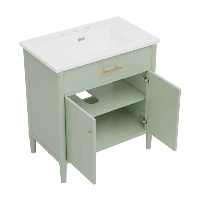 Elegant Storage Solution Rubber Wood Modern Design Bathroom
