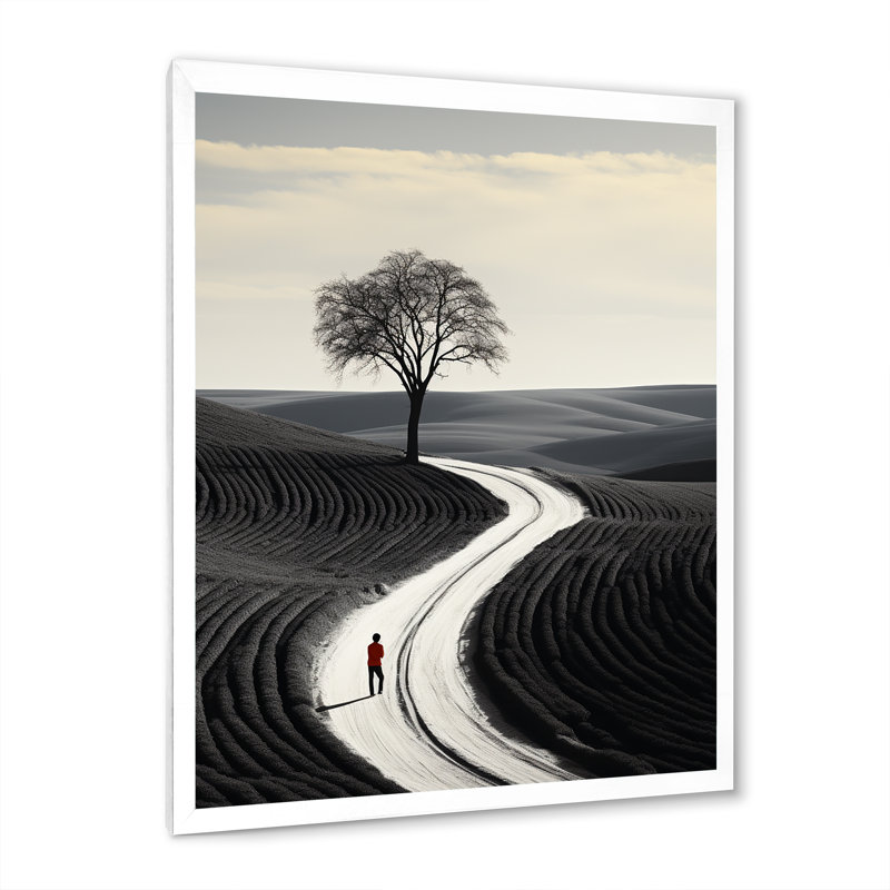 «Wind Turbines Minimalisme Scenery I» sur toile, Cadre simple blanc, H 32 po x l 24 po x P 1 po