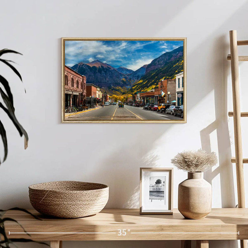 Petite ville de Telluride, 19 po x 13 po, Cadre flottant en bois naturel
