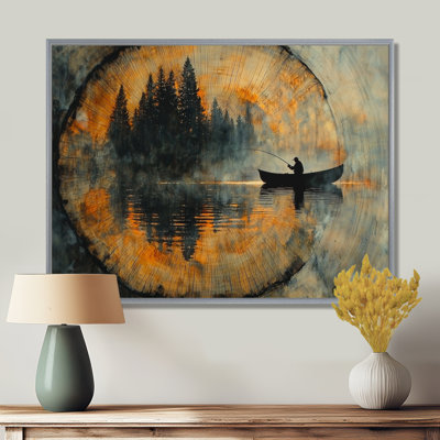 Giaan Fishing Tranquility River Landscape I - Boat Fishing Wall Art