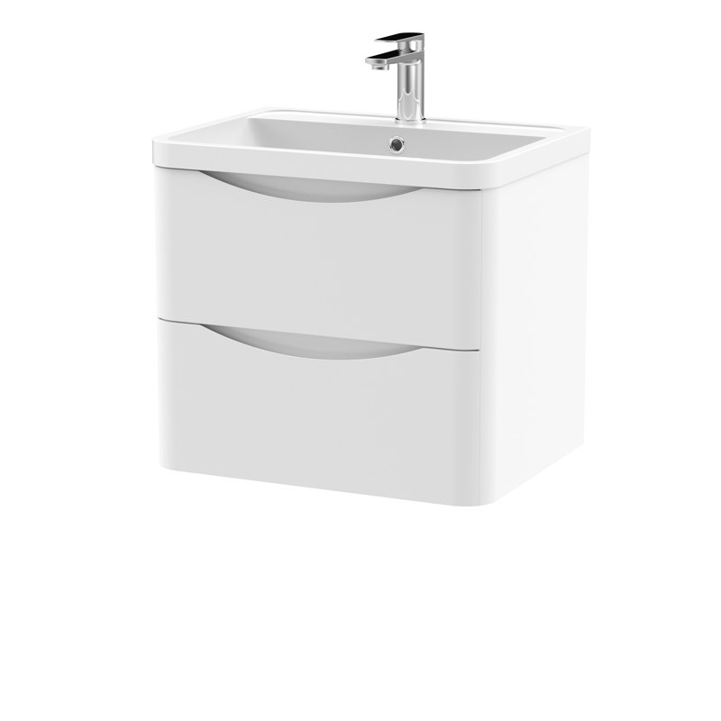 Lunar 600mm Single Bathroom Vanity with Integrated Polymarble Basin, Satin White