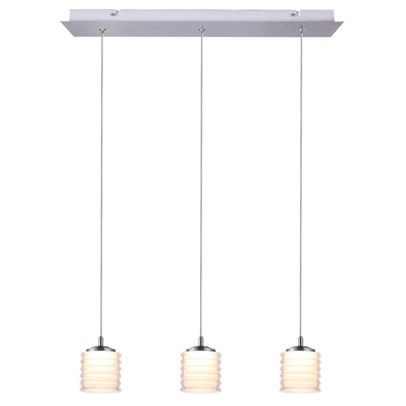 Luminaire suspendu linéaire à 3 lumières pour îlot de cuisine Boley, Nickel