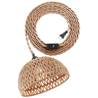 1-Light Natural Dome Pendant D:9.8"x H:5.1"
