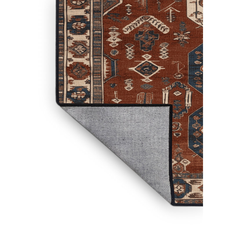 Tapis turc noir lavable à la machine, Carré 7 pi