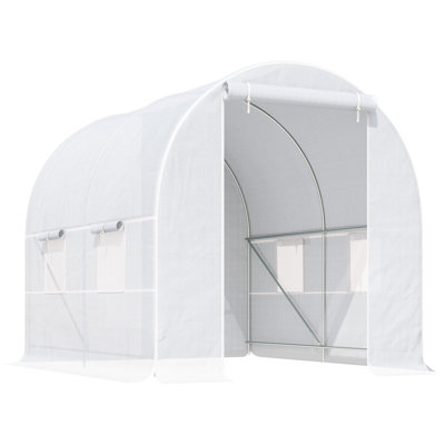 Polytunnel 395*195*190 cm Galvanised Steel 1 Piece Walk-in Greenhouse Green with UV-resistant PE Cover
