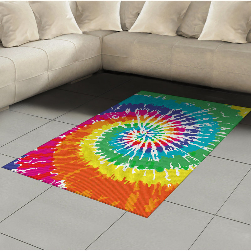 Rainbow High Density Long Fiber Poly Threads Decorative Area Rug Carpet, Rectangle 4' x 5'8"