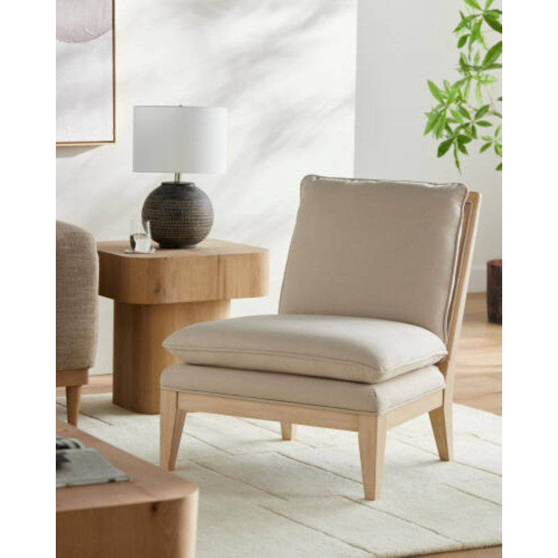 Fauteuil d'appoint Hideyuki, Tweed beige, Beige