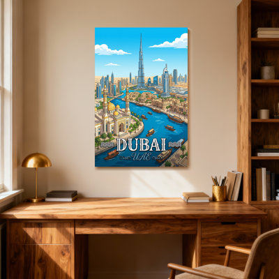Paysages pittoresques et urbains de la ville, avec Burj Khalifa et les voies d'eau