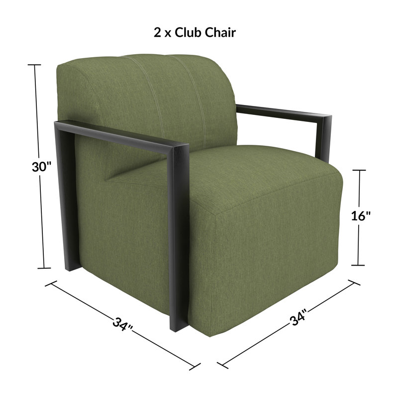 Ensemble de 2 fauteuils lounge modernes en aluminium à structure ouverte, rembourrés et dotés de coussins Sunbrella, Non