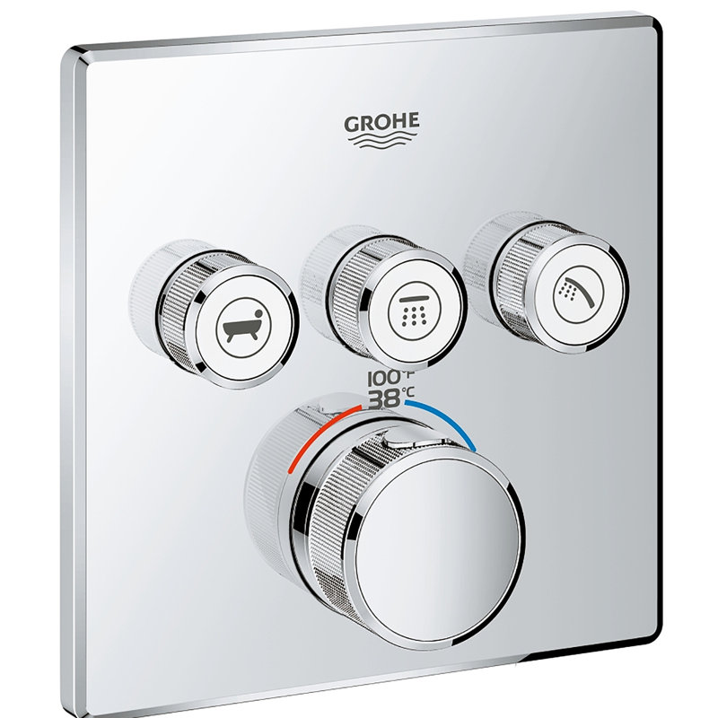 Grohtherm® SmartControl Triple Function Thermostatic Trim with Control Module, StarLight Chrome