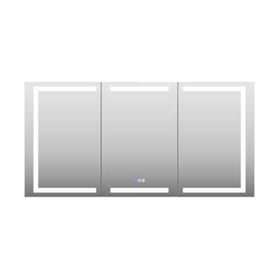 Pouyan 30"H Recessed or Surface Mount Framed  LED Medicine Cabinet with Adjustable Shelves