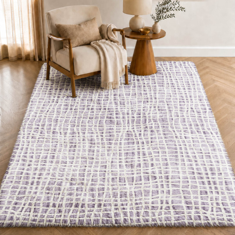 Tapis à rayures Dream Shag ADS729 lavable à la machine de qualité supérieure, Lilas, 8' x 10'