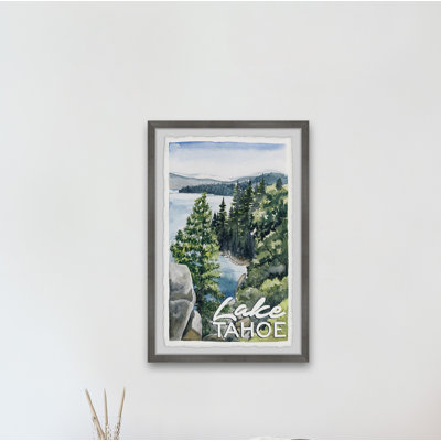 Vue panoramique du lac Tahoe - Reproduction d'art sur papier encadrée