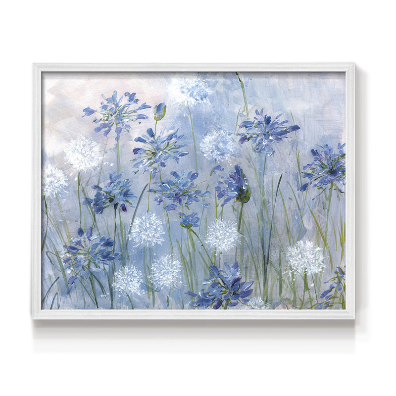 Dandelion and Agapanthus -Framed Print - Restickable, H 16 po x l 20 po, Blanc