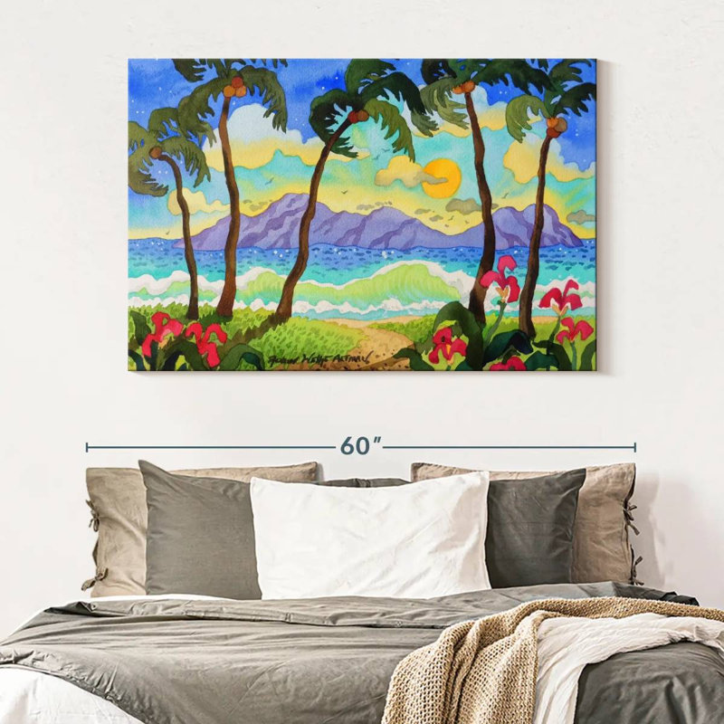 Gillard, palmiers tropicaux, H 34 po x l 51 po