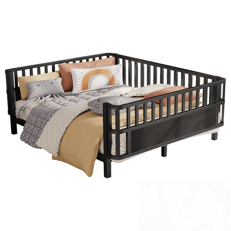 Full Size Metal Platform Zadie with Rails, Black