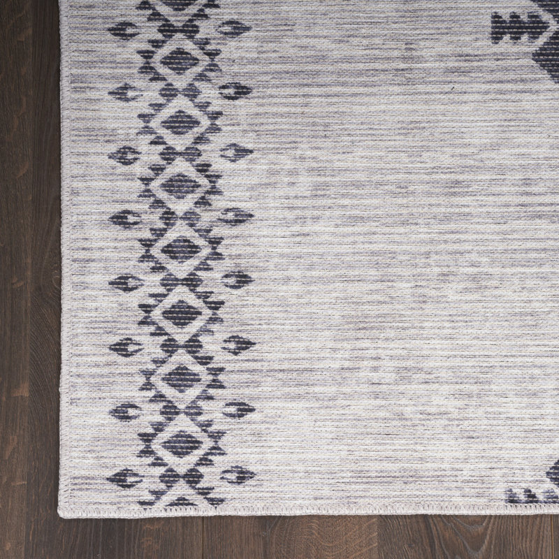 Tapis tissé à la machine 4 pi x 6 pi ivoire et gris