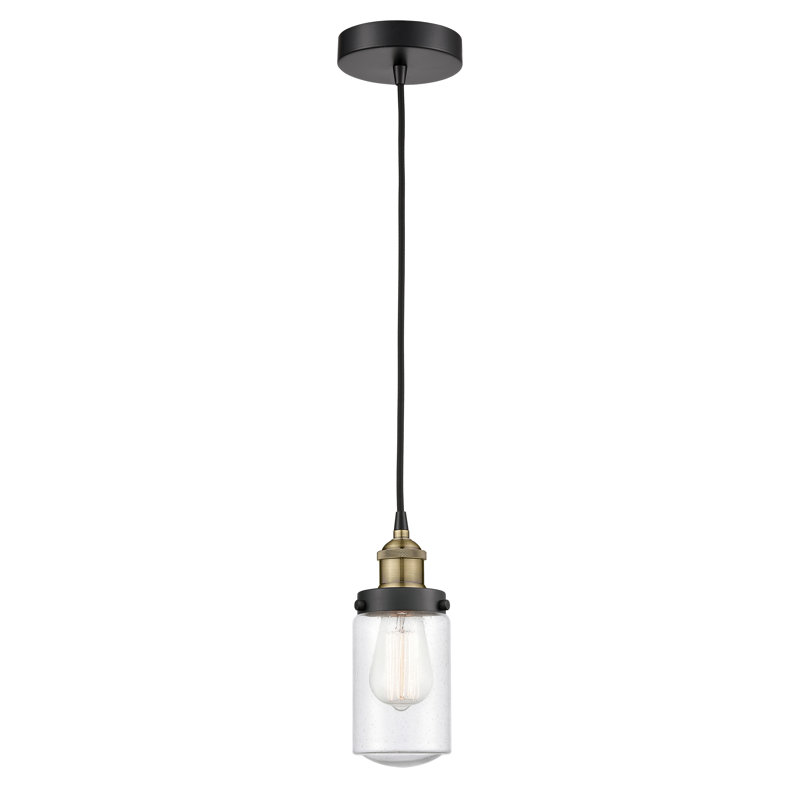 Luminaire suspendu cylindrique à 1 lumière Saroyan, Bullé, Laiton antique noir